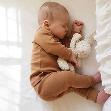 Roupas para crianças recém-nascidas, 0-24m, meninos e meninas, pijama de cor sólida, conjunto de algodão, roupa de dormir, roupa de casa 2024 - compre barato