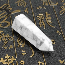Pedra de cristal turquesa branca natural, enfeite de decoração doméstica com formato de varinha hexagonal 2024 - compre barato