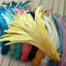 100pcs/lot Length 25-30cm Yellowl Dyeing Chicken Rooster Tail Feathers India Hair Decoration Wedding Clothes Head Ornaments 2024 - buy cheap