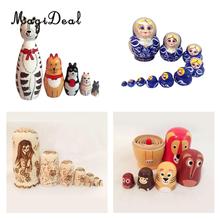 6Pcs/Set Painted Wooden Animals Nesting Dolls Matryoshka Russian Doll for Bar Bookstore Home Desk Decor Children Kids Gifts 2024 - buy cheap