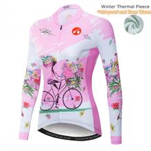 Winter Thermal Fleece Women Long Sleeve Cycling Jersey Clothing Bicycle Outdoor Mountain Road Uniform Bike Triathlon Pink 2024 - buy cheap