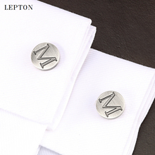 Lepton Letters of an alphabet M Cufflinks For Mens Classic Antique Silver plated Letters M cuff links Men shirt cuffs Cufflink 2024 - buy cheap