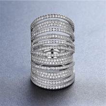 Винтажное кольцо Huitan для коктейльной вечеринки с крошечными блестящими фианитами, роскошные ювелирные украшения, модные кольца для женщин 2024 - купить недорого