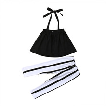 1-6Y Toddler Kids Baby Girl Summer Clothes Sleeveless Strap Tank Tops Striped Pencil Pant Legging 2PCS Girls Clothing Set 2024 - buy cheap