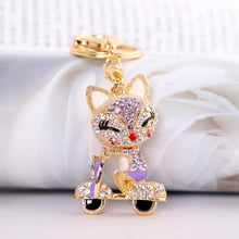 Fashion Zinc Alloy Fox Keychain Crystal Jewelry Gift Car Pendant Men and Women Jewelry Key Ring Holder CH3575 2024 - buy cheap