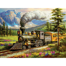 Full Square/Round Drill Diamond Painting "ROCKLAND Steam Train" 3D Embroidery Cross Stitch Mosaic Rhinestone Home Decoration GT 2024 - buy cheap