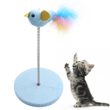 Забавная игрушка для кошек Интерактивная Весенняя перьевая кукла-птичка игрушка-тизер для кошек товары для домашних животных для котят котенок игра игрушка для домашних животных обучение 2024 - купить недорого