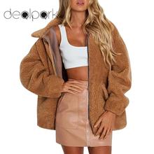 2020 Autumn Winter Coat Women Faux Fur Jacket Long Sleeve Turn-down Collar Pocket Fluffy Jacket Warm Outerwear Plus Size 3XL 2024 - buy cheap