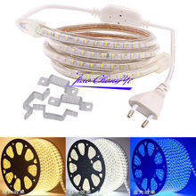 Tira de luces Led AC 220V, 120LED 3014/m, resistente al agua, blanco con enchufe europeo 50M-100M 2024 - compra barato