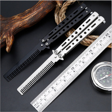 220mm(8.6'') Stainless Steel Practice Fold Mariposa Combat Fight Train Butterfly Balisong Knife Comb Trainer Dull Blade Flail 2024 - buy cheap