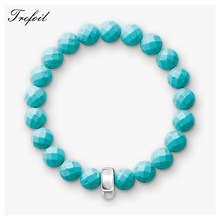 Pulsera con abalorios de piedras azules para mujer y niña, portabebés de Plata de Ley 925, regalo de moda, novedad de 2018 2024 - compra barato