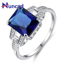 Female Girl Big Crystal Square CZ Stone Ring Silver Blue Wedding Rings Promise Engagement Ring 2024 - buy cheap