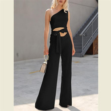 2019 Hot Women Super Comfy Solid Color One Shoulder Jumpsuit Clothes Fashion Trend Sling Loose Piece Trousers Clubwear Clothings 2024 - buy cheap