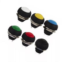 Atacado 100 segundos 2: 6 cores preto vermelho verde amarelo branco azul 12mm botões de pressão momentâneo à prova d' água multi cores