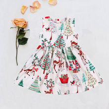 Модная детская одежда для маленьких девочек, рождественское праздничное платье принцессы без рукавов с рисунком оленя 2024 - купить недорого