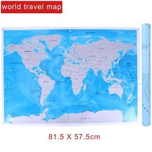 Mapa de viagem azul marítimo de luxo, mapa anti-risco personalizado para viagem, decoração de casa, adesivo de parede 2024 - compre barato