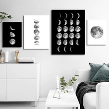 Abstract Moon Phases Print Canvas Painting Moon Poster Black and White POP Wall Art Pictures For Living Room Home Office Decor 2024 - buy cheap