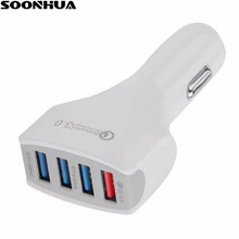 SOONHUA Universa QC3.0 USB 4 порта автомобильное быстрое зарядное устройство для телефона быстрая умная Зарядка для Samsung Galaxy S7 для iPhone Xiaomi 2024 - купить недорого