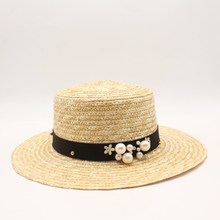 Women Summer Beach Sun hats 2019 Brand New Flat Top Straw Hat Boater Hats Bone feminino Straw Hats Women Wide Brim Flat Top 2024 - buy cheap