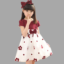 Big girl's floral dress girl bow children's clothes children's dress spring teen girl clothes 6 8 12 years 2024 - buy cheap