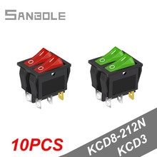 Клавишный переключатель Электрический ВКЛ-ВЫКЛ KCD3 KCD8-212N (6 контактов 2 положения) кнопочная лампа 6 P зеленый/красный костюм для нагревателя противень (10 шт) 2024 - купить недорого