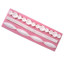 New 3D Lace Flower Bead Chain Silicone Fondant Mould Cake Decorating Baking Molds Sugar Paste Tools 2024 - buy cheap