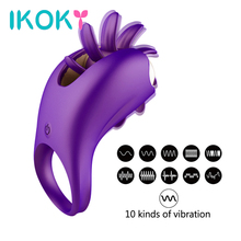 Ikoky vibrador rotação de anel para pênis, vibrador para estimulação do clitóris e do ponto g, anel para massagem, pau e língua, estimulador 2024 - compre barato