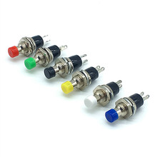 10pç interruptor de botão momentâneo de 2 pinos multicolor de 7mm com rosca pbs110 interruptor de reinicialização sem bloqueio 2024 - compre barato