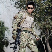 Uniforme militar de camuflagem tático para homens, roupa com almofadas para joelho, camisa de combate militar + calças cargo 2024 - compre barato