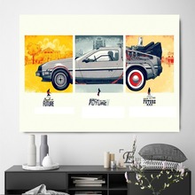 Póster de "Back To The Future" para decoración del hogar, pintura de pared de Delorean, lienzo abstracto de cuadrados para sala de estar, sin marco 2024 - compra barato