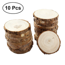 Círculos de Rodajas de madera redonda Natural sin terminar, con discos de tronco de corteza de árbol para manualidades DIY, tamaño 1, 10 Uds. 2024 - compra barato