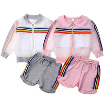 3Pcs Fashion Toddler Kids Baby Girl Coat+Vest+Pants Outfit 3Pcs UV Sunsuit Clothes Summer Set Toddler Girl Clothes Cotton 2024 - buy cheap