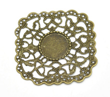 Lovely Antique Bronze Filigree Wraps Connectors 4.3x4.3cm(Fit 14.5mm), sold per lot of 30 (B16287) 2024 - buy cheap
