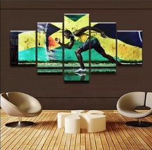 Wall Art Canvas Painting Poster Wall Pictures For Living Room Home Decorative Modular Pictures 5 Panels Sports Usain Bolt 2024 - buy cheap