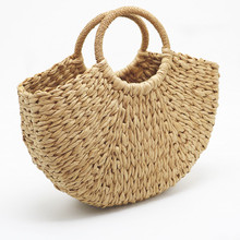 ABDB-Handmade Beach Bag Round Straw Totes Bag Large Bucket Summer Bags Women Natural Basket Handbag 2024 - buy cheap