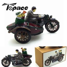 Riding a Car Tin Motorcycle Toys Vintage Wind Up Riding Children Clockwork Tin Toy With Box Fun Collectible Home Decoration 2024 - buy cheap