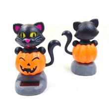 Funny Kids Gift Dancing Ugly Cat Hold Pumpkin Car Decoration Fashionable Solar Powered Trinket 2024 - buy cheap