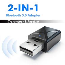 Adaptador receptor e transmissor bluetooth 5.0 sem fio, adaptador de áudio estéreo para música com cabo de áudio de 3.5mm para pc tv e fone de ouvido r57 2024 - compre barato