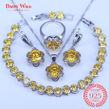925 Sterling Silver Bridal Jewelry Sparking Yellow Zircon Jewelry Sets For Women Earrings/Pendant/Necklace/Rings/Bracelet 2024 - buy cheap
