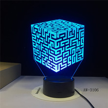 Lámpara De laberinto 3d con Control remoto, luz nocturna Led colorida, 3d, AW-3106 De Mesa 2024 - compra barato