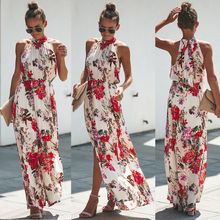 Womens Boho Long Maxi Dress Lady Evening Party Beach Dress Sundress Floral Sleeveless Long Dress 2024 - buy cheap