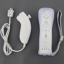 Беспроводной игровой пульт дистанционного управления 2 в 1 для Wii Встроенный Motion Plus Nunchuck для Nintendo для Wii Control, силиконовый мягкий чехол 2024 - купить недорого