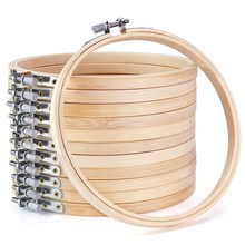Aros de bordado de madera de 6 pulgadas, aros de costura redondos de bambú, al por mayor, para manualidades artísticas, costura práctica, 12 unidades 2024 - compra barato