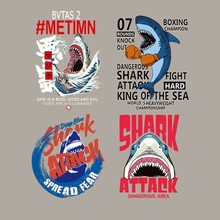 Fashion shark Parches Iron On Stickers Washable Appliques A-level Patches Heat Transfer For DIY Accessory Clothes Bags 2024 - buy cheap