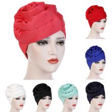 Muslim Hat Women Beanies Skullies Turban India Style Big Flower Beads Islamic Headscarf Bonnet Hair Loss Chemo Cap Fashion New 2024 - buy cheap