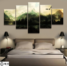 Cuadro en lienzo Modular para decoración del hogar, pintura de juego Skyrim, póster de pared para el hogar, venta al por mayor, 5 piezas 2024 - compra barato