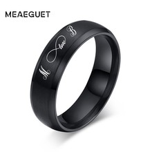 Rings Engraved Black Solid Titanium Promise Wedding Bands 6mm Women Men Name Ring Size 4 TO 14 2024 - buy cheap