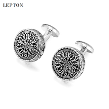 Hot Round Vintage Cufflinks For Mens with Gift Box Lepton Baroque Whale Back Closure Cuff links for Wedding Business Drop Ship 2024 - buy cheap