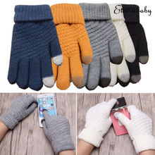 Men Women Touch Screen Gloves Winter Warm Fleece Lined Thermal Knitted Mittens Hot 2024 - buy cheap