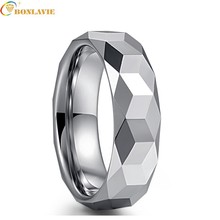 Кольцо из вольфрамовой стали для мужчин, 6 мм, серебристый цвет, полировка, 3D, геометрические узоры, подарок для помолвки 2024 - купить недорого